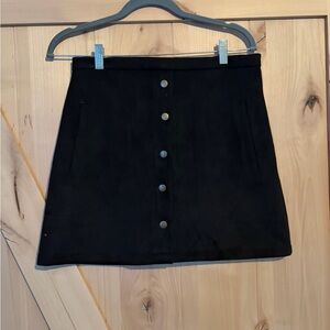 HYFVE Black Suede Button-Front Mini Skirt